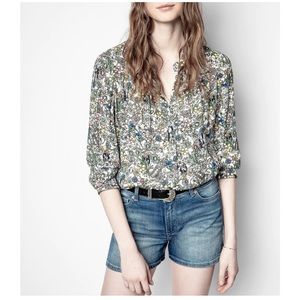 Zadig and Voltaire Flowy Floral Graffiti Blouse